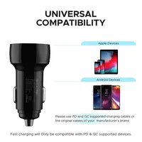 2 Port Quick Charge+power Delivery Car Charger With Type C Cable