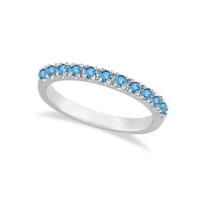Blue Topaz Stackable Band Ring Guard 14k White Gold (0.38ct)