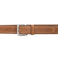 Stitched Pebble Grain Italian Leather Belt
