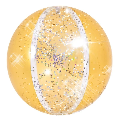 16" Yellow Glitter Inflatable Beach Ball
