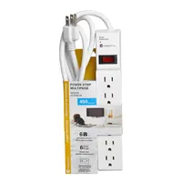 6 Outlet Surge Protector With 6 Foot Cord, 450 Joules