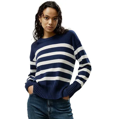 Ultra-fine Cashmere Breton Striped Sweater For Women