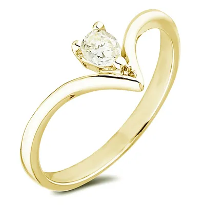 10k Gold 0.12 Ct Pear Cut Fancy Light Yellow Canadian Diamond Stackable Ring