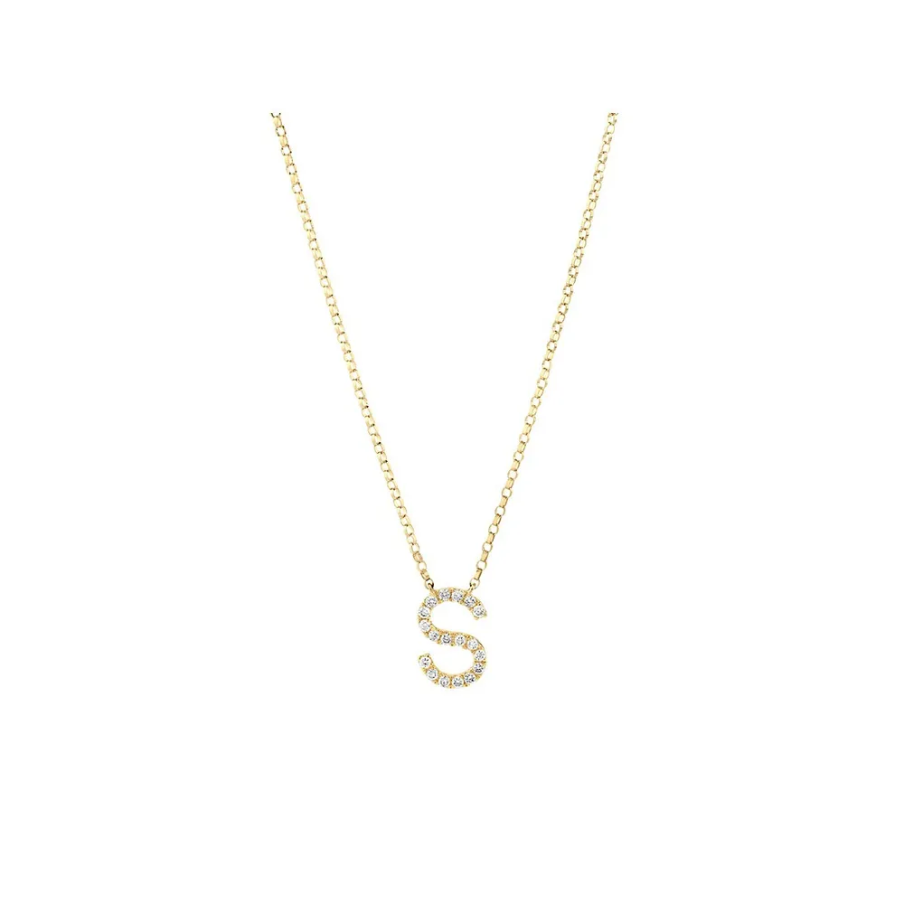 V Initial Necklace with 0.10 Carat TW of Diamonds in 10kt Yellow Gold