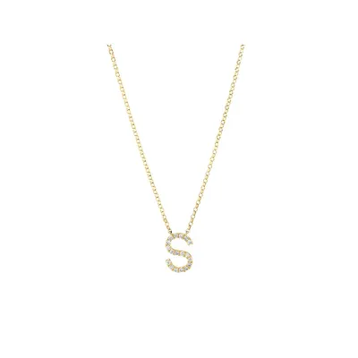 S' Initial Necklace With 0.10 Carat Tw Of Diamonds In 10kt Yellow Gold