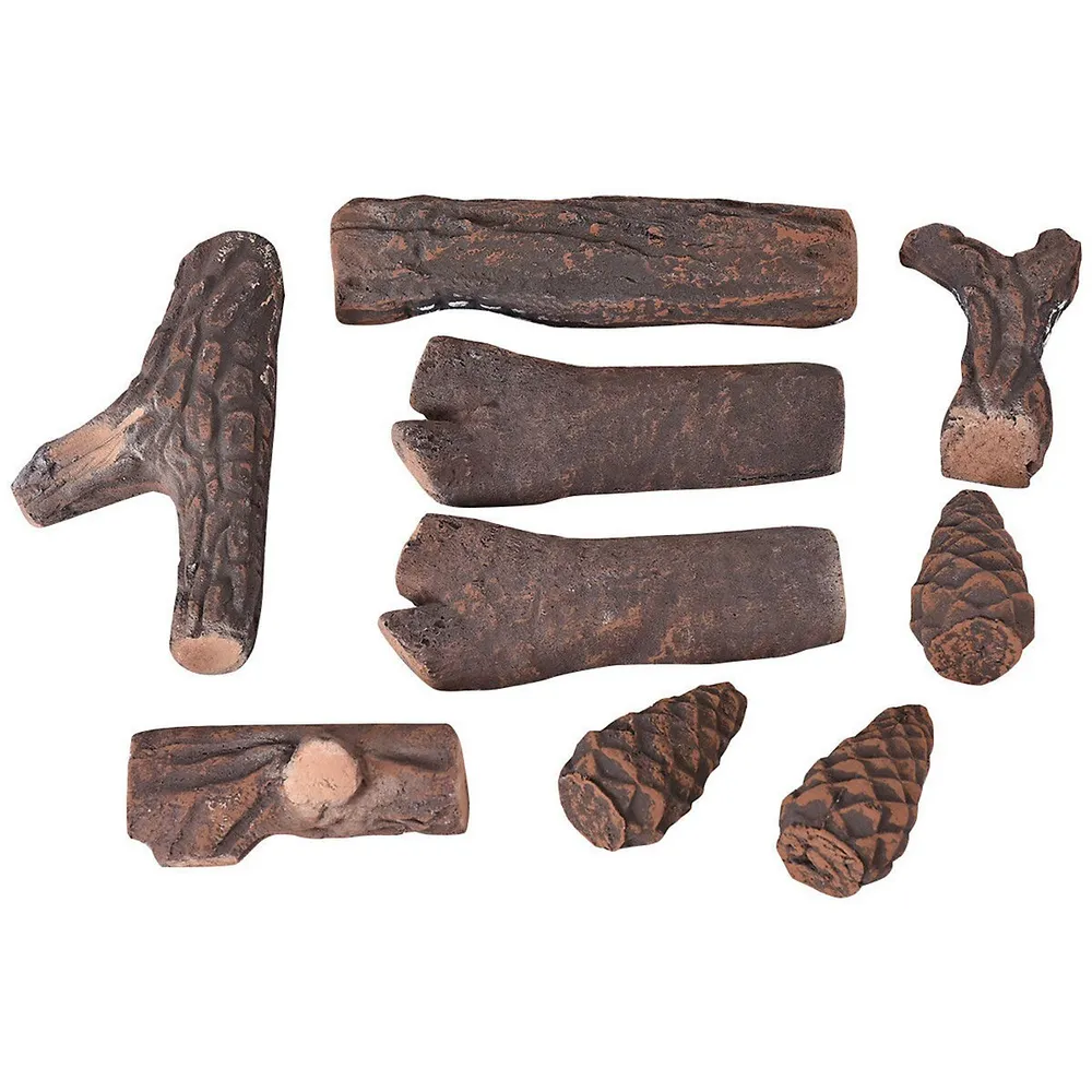 Costway 9pcs Ceramic Wood Gas Log Set Fireplace Imitation Wood Propane  Firepit Logs | Southcentre Mall