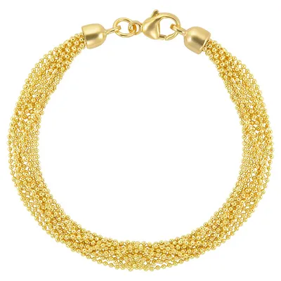 18kt Gold Plated 7.5" Multi-strand Bead Yellow Gold Bracelet