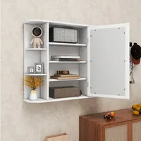 Multipurpose Mount Wall Surface Bathroom Storage Cabinet Mirror White