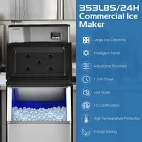 Split Commercial Ice Maker 353lbs/24h Ice Machine W/ 198 Lbs Storage Bin