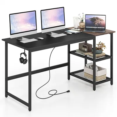 59" Home Office Computer Desk Study Laptop Table Detachable Shelf Rustic