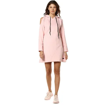 Women Solid Sholder Open Stylish A-line Casual Winter Long Dresses