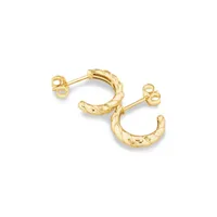 Diamond-cut Dome Hoop Studs In 10kt Yellow Gold