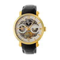 Automatic Aries Skeleton Leather-band Watch