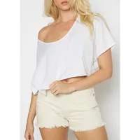 Slouch Wide Scoop Neck Cropped Tee