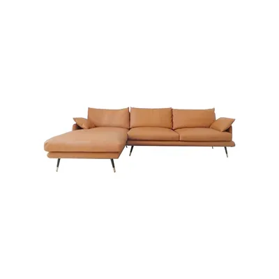 Marin 106.29" Wide Faux Leather Round Arm Sectional Sofa In Burnt Orange