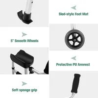 Foldable Aluminum Alloy Walker Wheel Walking Frame W/ Seat & Armrest Pad