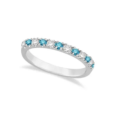 Blue And White Diamond Stackable Ring Band 14k Gold (0.25ct)