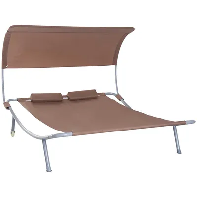 Double Sun Lounger W/ Pillow And Wheels