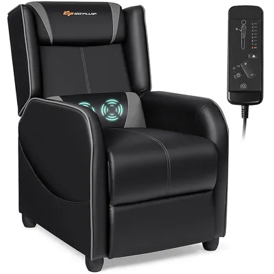 Goplus Massage Gaming Recliner Chair Single Living Room Sofa Home Theater Seat Purplegray