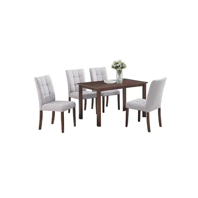 Modern Trends Clare Light Grey 5pc Solid Wood Dining Set