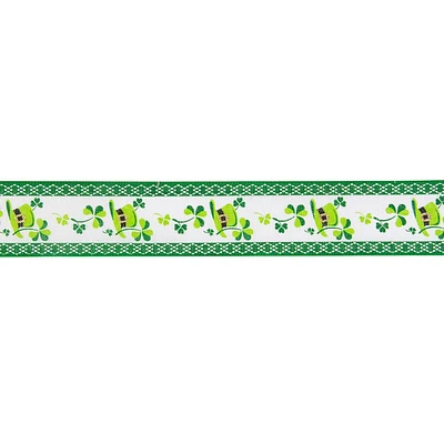 St. Patrick's Day Shamrock And Hat Wired Spring Craft Ribbon 2.5" X 10 Yards