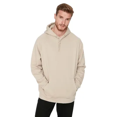 Male Oversize Basic Hood Knitted Sweatshirt