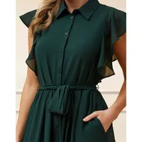 Melinda Midi Tiered Shirt Dress Green