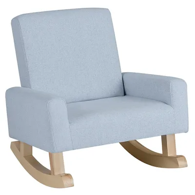 Kids Rocking Chair Children Armchair Linen Upholstered Sofa W/ Solid Wood Legs