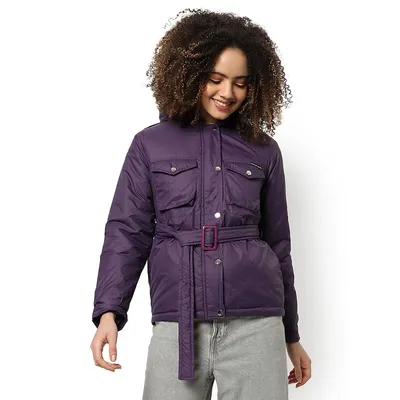 Women's Puffer Regular Fit Bomber Jacket For Winter Wear