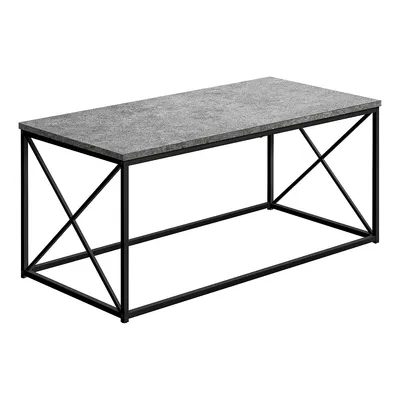 Coffee Table 40"l Grey Stone-look Black Metal