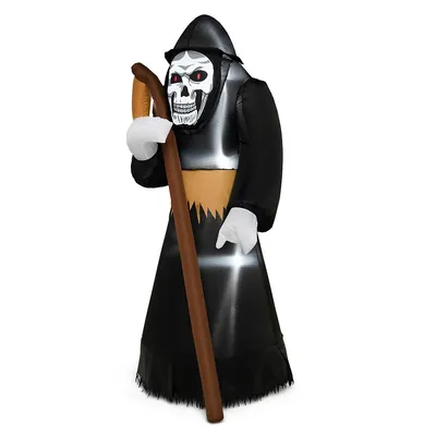 8 Ft Halloween Inflatable Grim Reaper Ghost Blow-up Decoration With 3 Led Lights