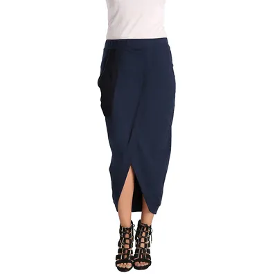 Modern Women's French Terry Mesh Pocket Tulip Pencil Skirt