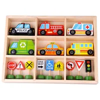 Wooden Vehicles And Street Signs Play Set - 16pc - Toy Cars, Trucks And Busses, Ages 3+