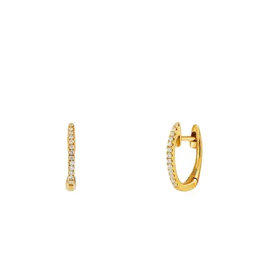 14k Gold Mini Diamond Huggie Earrings