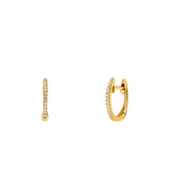 14k Gold Mini Diamond Huggie Earrings