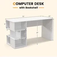 55" Home Office Computer Desk Writing Study Workstation Laptop Table With Cubbies