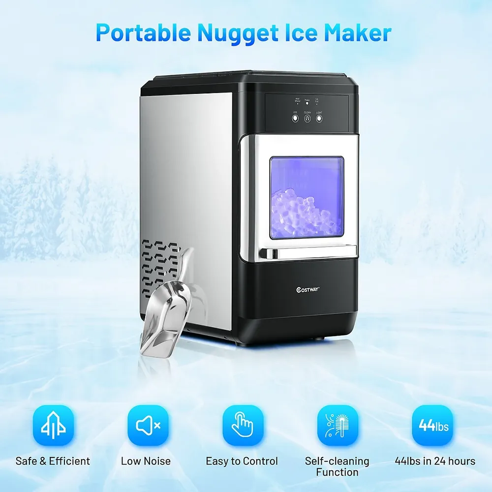 Portable Ice Maker with Self Cleaning - 44Lbs/24H, Black