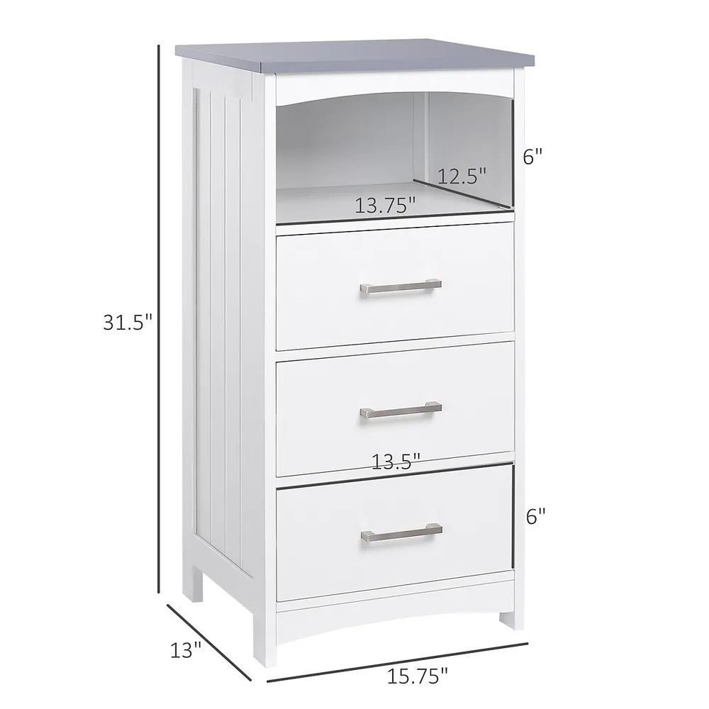 Bathroom Freestanding Storage Cabinet with Two Tier Open Shelves, Tall Slim  Cabinet with Door and Drawer, 15.75'' (White with Drawer) Free Standing  Linen Tower