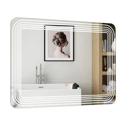 Rectangle Bathroom Led Mirror Wall Mounted 3-color Dimmable Touch Switch Makeup