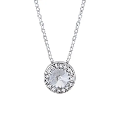Clear Heritage Precision Cut Crystal Halo Pendant Necklace