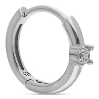 Sterling Silver With Cz Huggie Earring