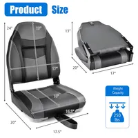 High Back Folding Boat Seats With Black Grey Sponge Cushion & Flexible Hinges