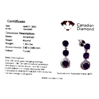 10k White Gold 1.50 Cttw Amethyst & 0.22 Cttw Canadian Diamond Halo Style Dangle Earrings