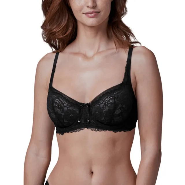 Lace and mesh bustier balconette bra