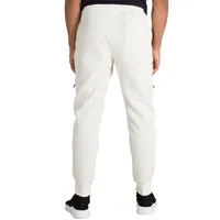 Men's Fleece Jogger Pants Double Moto Patch & Zipper Knee Trim Rib Cuff Waist