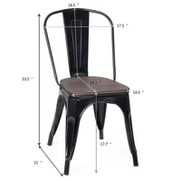Set Of 4 Dining Side Chair Stackable Bistro Metal Wood Stool Black