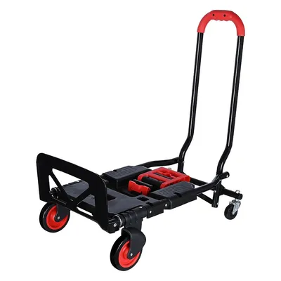 265lbs Capacity Heavy Duty Folding Hand Truck Upright Multi-position Dolly With 4 Wheels