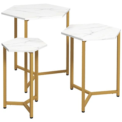 Nesting Tables Set Of 3 Side End Table With Marble Effect