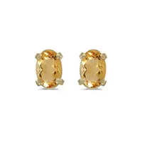 Oval Citrine Stud Earrings In 14k Yellow Gold (0.90tcw)