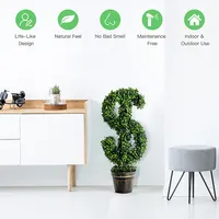 24" Artificial Boxwood Topiary Plant Faux Decorative Tree Indoor Outdoor